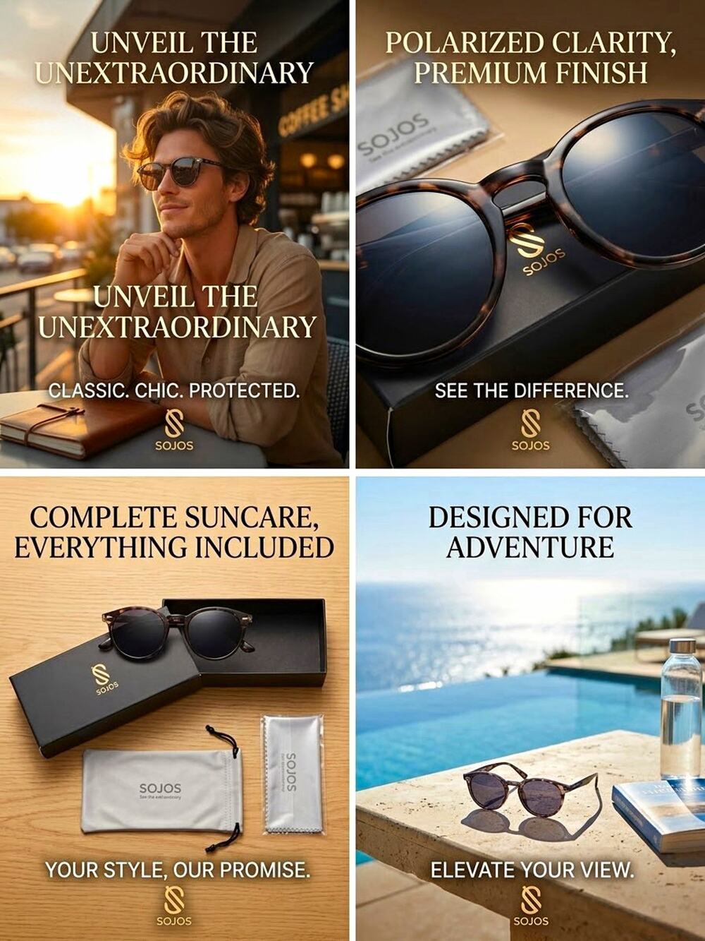 SOJOS Men's Round Polarized Sunglasses Brown Tortoiseshell Plastic Frame